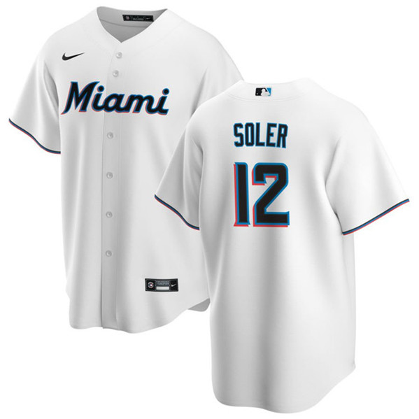 Miami Marlins #12 Jorge Soler White Cool Base Stitched Jersey