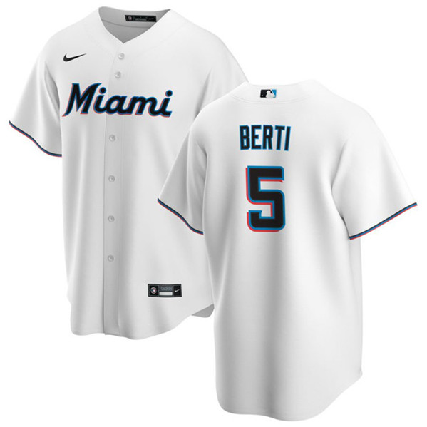 Miami Marlins #5 Jon Berti White Cool Base Stitched Jersey