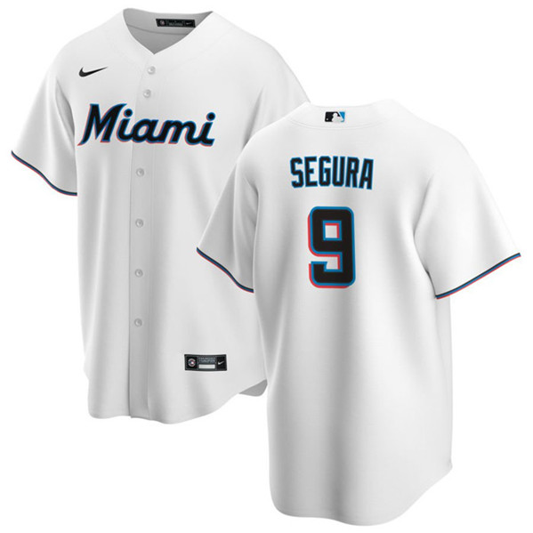 Miami Marlins #9 Jean Segura White Cool Base Stitched Jersey