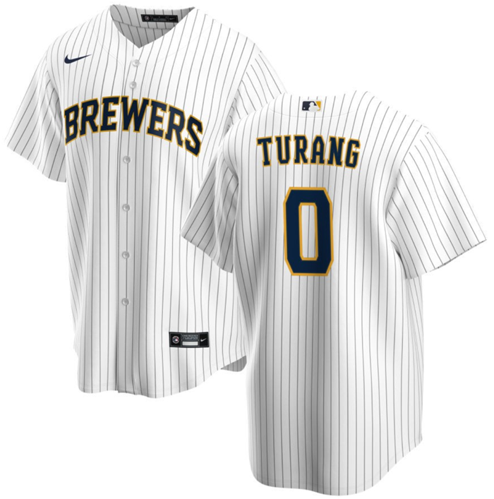 Milwaukee Brewers #0 Brice Turang Cream Cool Base Stitched Jersey