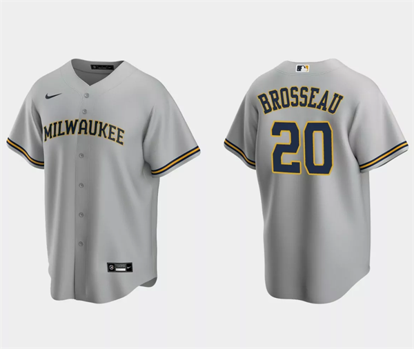 Milwaukee Brewers #20 Mike Brosseau Gray Cool Base Stitched Jersey
