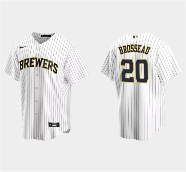 Milwaukee Brewers #20 Mike Brosseau White Cool Base Stitched Jersey