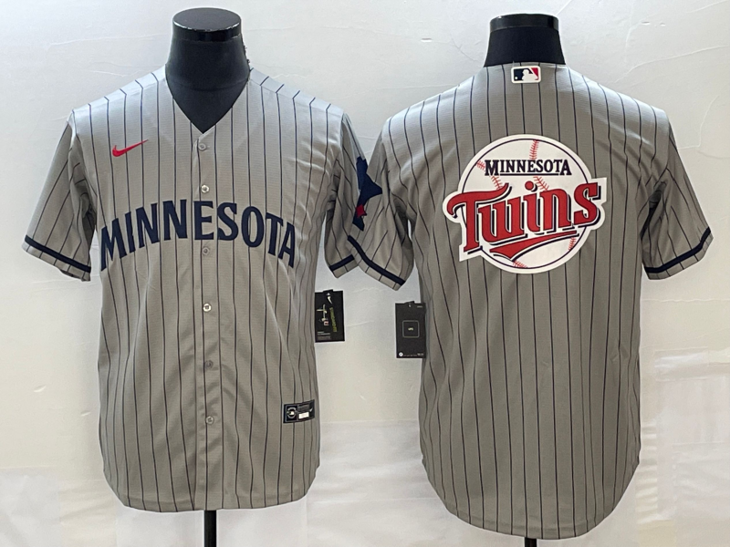 Minnesota Twins Gray Team Big Logo Cool Base Stitched Jersey