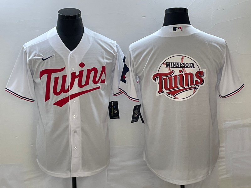 Minnesota Twins White Team Big Logo Cool Base Stitched Jersey