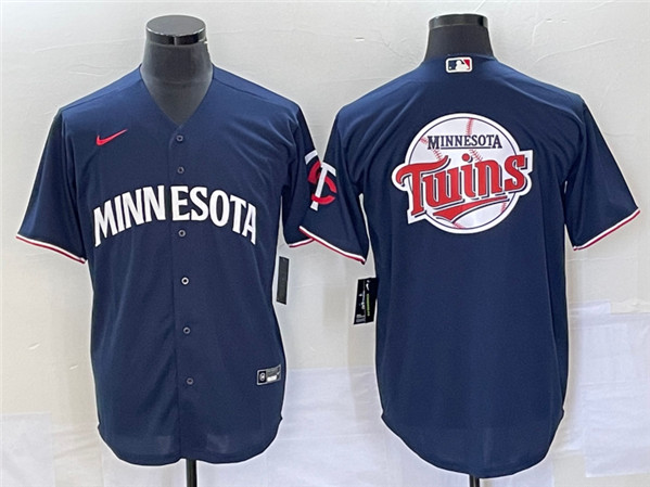 Minnesota Twins With Team Logo In Back Navy Cool Base Stitched Jersey