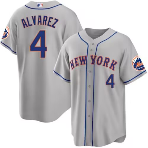 New York Mets #4 Francisco Álvarez Gray 2023 Cool Base Stitched Jersey