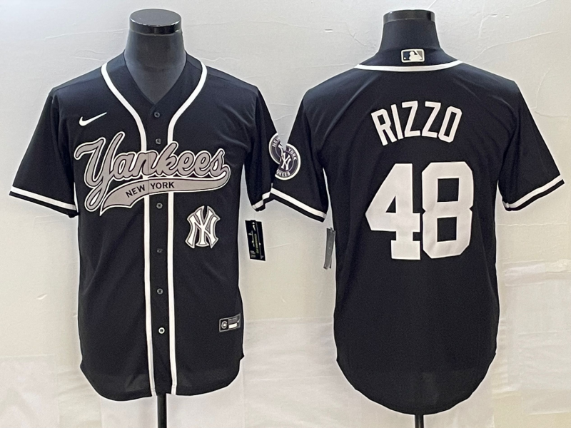 New York Yankees #48 Anthony Rizzo Black With Patch Cool Base Stitched Jersey