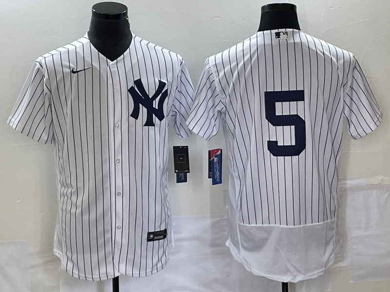 New York Yankees #5 Joe DiMaggio White Flex Base Stitched Jersey