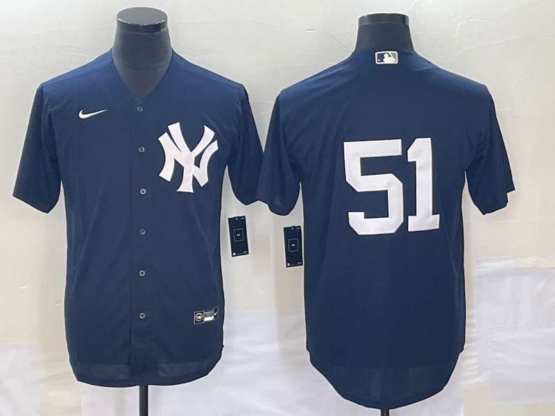 New York Yankees #51 Bernie Williams Navy Cool Base Stitched Jersey