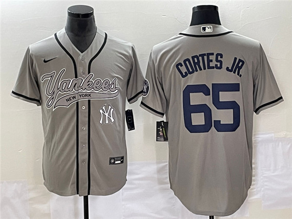 New York Yankees #65 Nestor Cortes Jr. Gray With Patch Cool Base Stitched Jersey