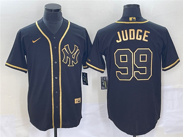 New York Yankees #99 Aaron Judge Black Gold Cool Base Stitched Jersey
