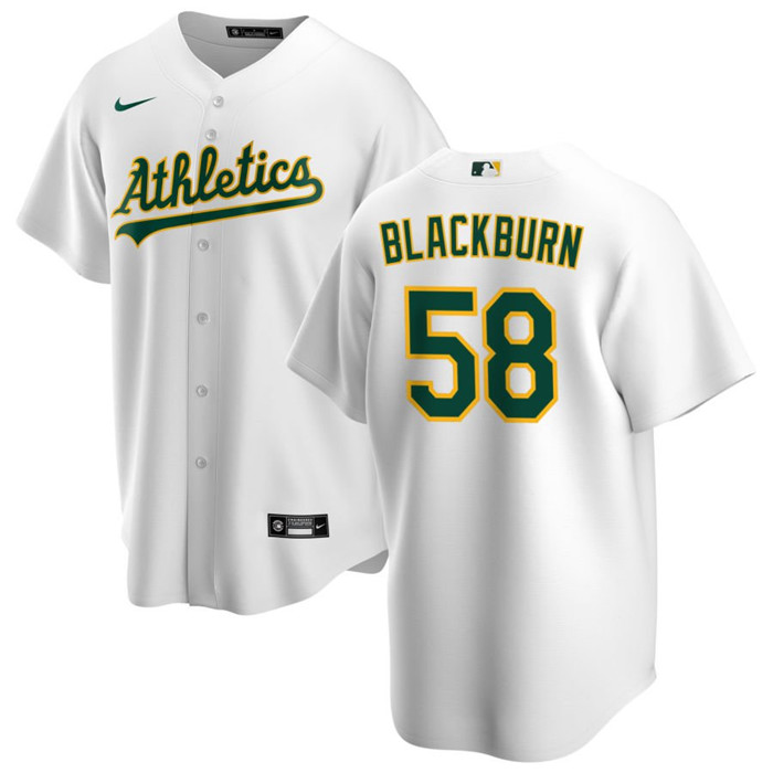 Oakland Athletics #58 Paul Blackburn White Cool Base Stitched Jersey