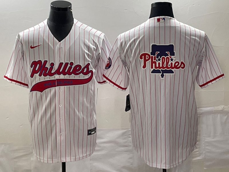 Philadelphia Phillies White Team Big Logo Cool Base Stitched Jersey