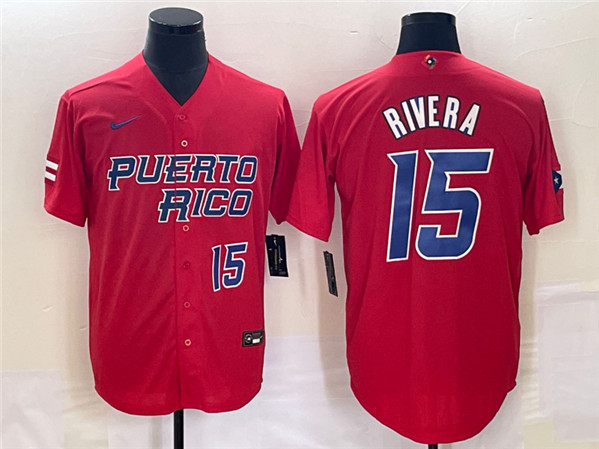 Puerto Rico #15 Emmanuel Rivera 2023 Red World Classic With Patch Stitched Jersey