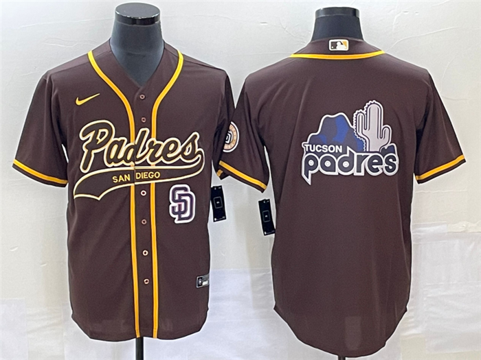 San Diego Padres Brown Big Logo In Back Cool Base Stitched Jersey