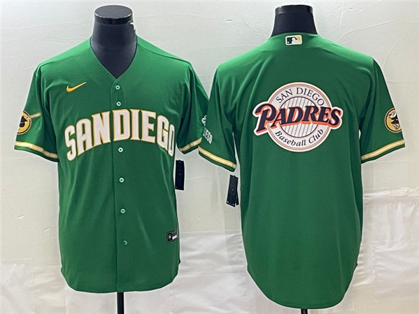 San Diego Padres Green Team Big Logo Cool Base Stitched Jersey 001