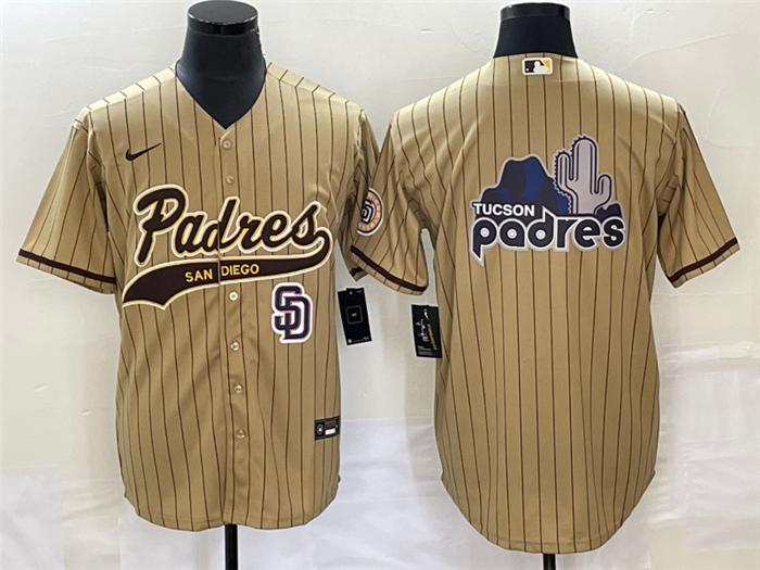 San Diego Padres Tan Big Logo In Back Cool Base Stitched Jersey