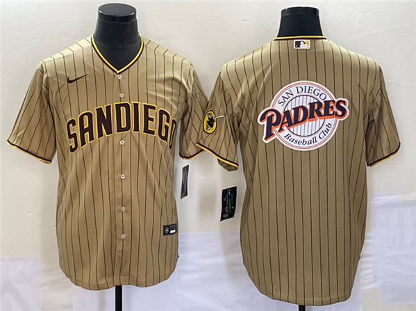 San Diego Padres Tan Team Big Logo Cool Base Stitched Jersey