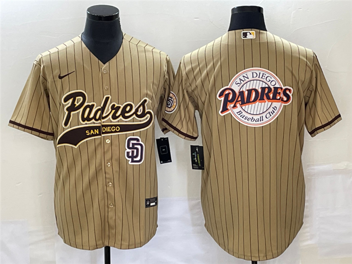 San Diego Padres TanTeam Big Logo In Back Cool Base With Patch Stitched Jersey