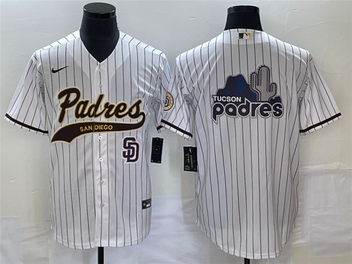 San Diego Padres White Big Logo In Back Cool Base With Patch Stitched Jersey
