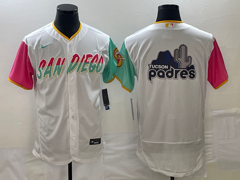 San Diego Padres White Team Big Logo City Connect Flex Base Stitched Jersey