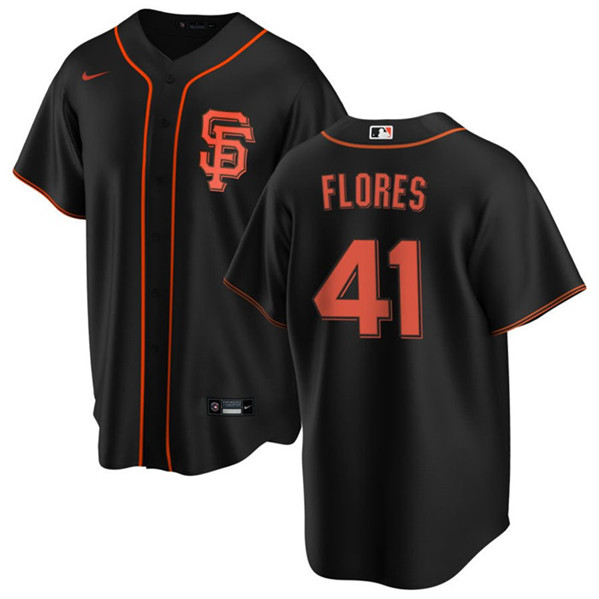 San Francisco Giants #41 Wilmer Flores Black Cool Base Stitched Jersey