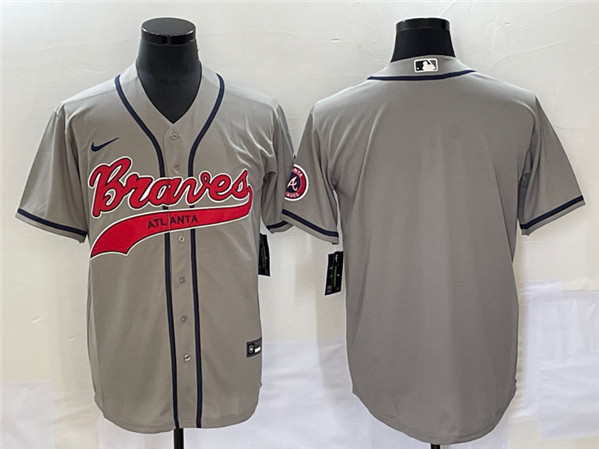 Atlanta Braves Blank Gray Cool Base With Patch Stitched Jersey