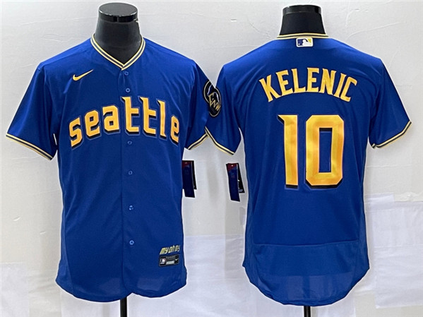 Seattle Mariners #10 Jarred Kelenic Royal 2023 City Connect Flex Base Stitched Jersey