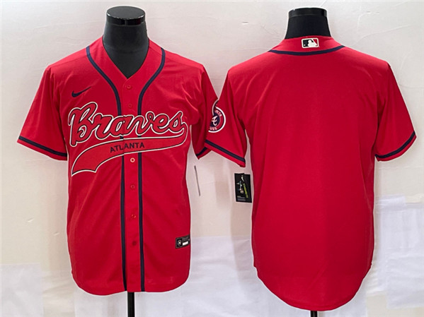 Atlanta Braves Blank Red Cool Base With Patch Stitched Jersey