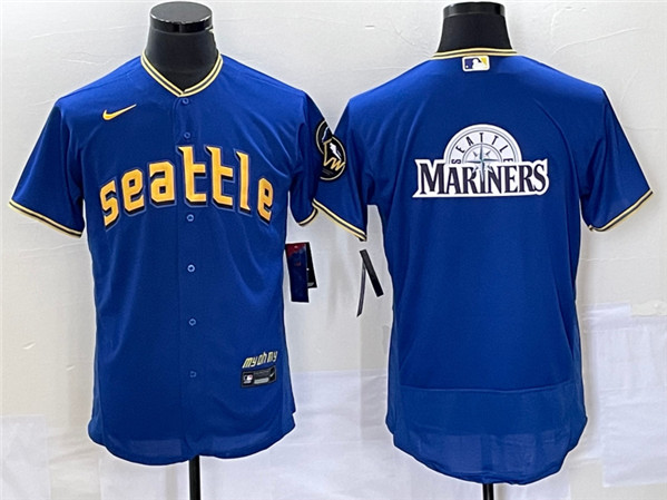 Seattle Mariners Royal Team Big Logo 2023 City Connect Flex Base Stitched Jersey