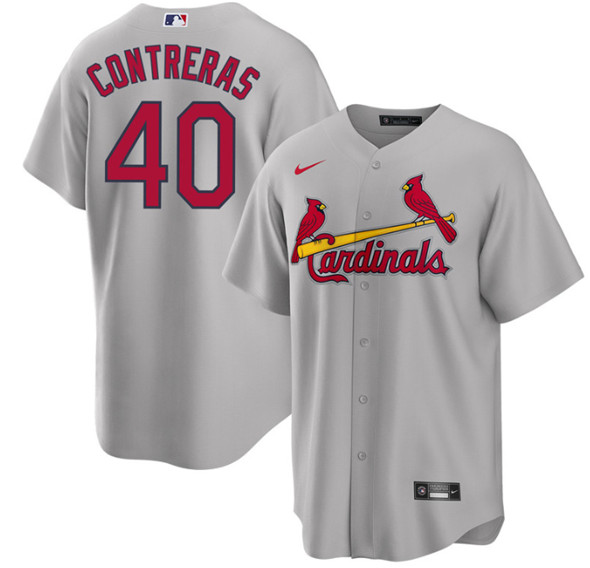 St. Louis Cardinals #40 Willson Contreras Gray Cool Base Stitched Jersey