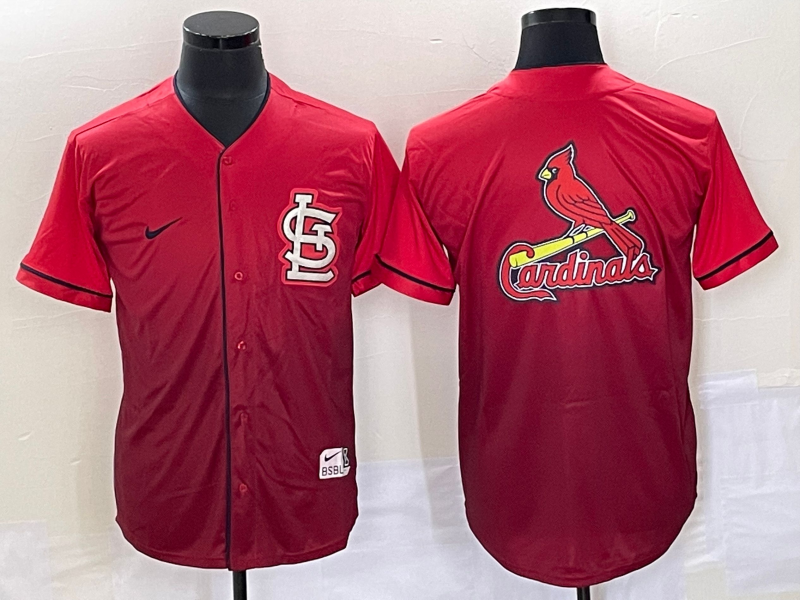 St. Louis Cardinals Red Big Team Logo In Back Cool Base Drift Edition Stitched Jersey