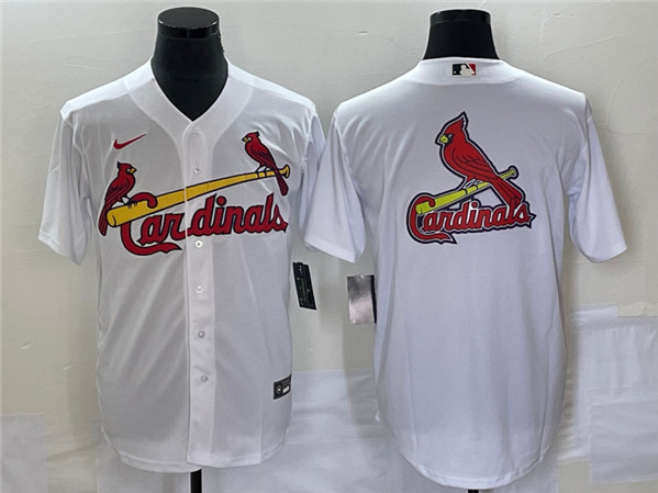 St. Louis Cardinals White Big Team Logo In Back Cool Base Stitched Jersey