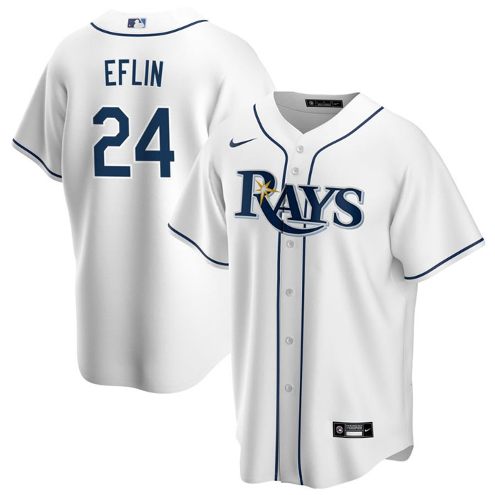 Tampa Bay Rays #24 Zach Eflin White Cool Base Stitched Jersey
