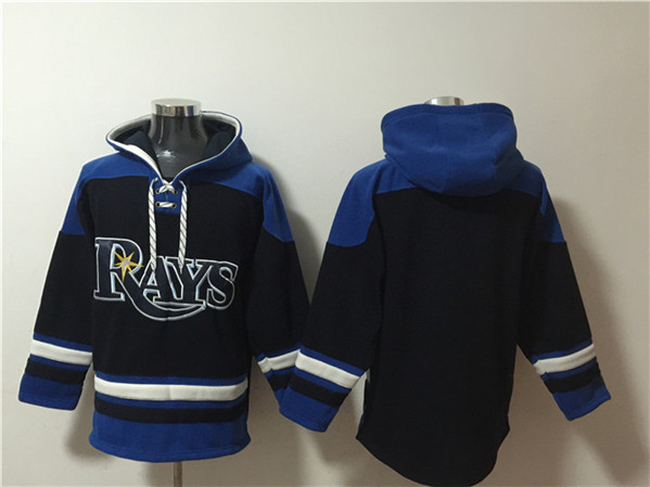 Tampa Bay Rays Blank Black Blue Lace-Up Pullover Hoodie