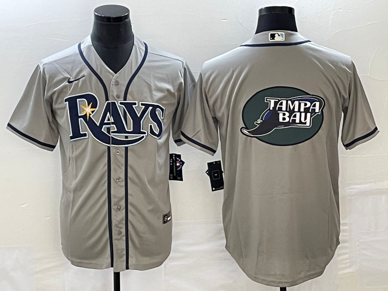 Tampa Bay Rays Gray Team Big Logo Cool Base Stitched Jersey