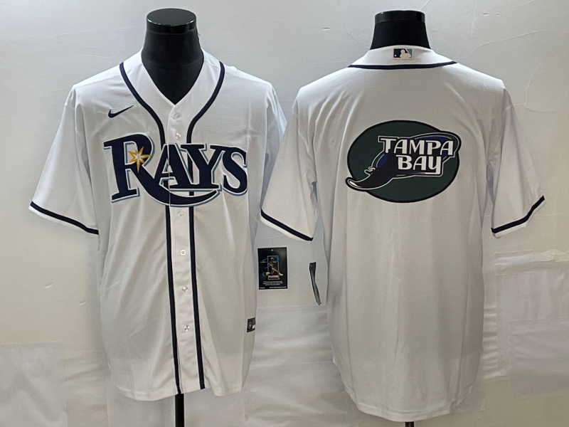 Tampa Bay Rays White Team Big Logo Cool Base Stitched Jersey