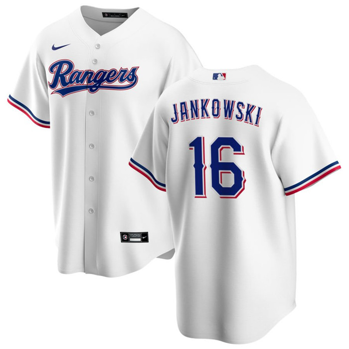 Texas Rangers #16 Travis Jankowski White Cool Base Stitched Jersey