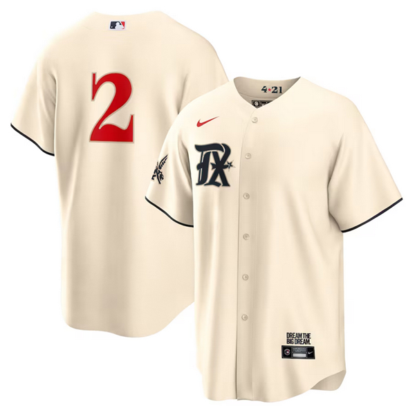 Texas Rangers #2 Marcus Semien Cream 2023 City Connect Cool Base Stitched Jersey