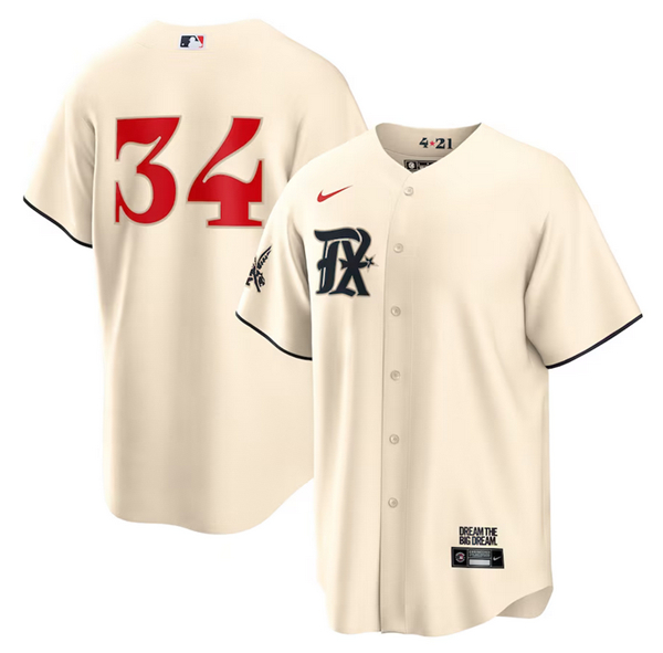 Texas Rangers #34 Nolan Ryan Cream 2023 City Connect Cool Base Stitched Jersey