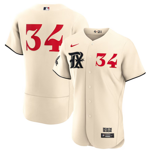 Texas Rangers #34 Nolan Ryan Cream 2023 City Connect Flex Base Stitched Jersey