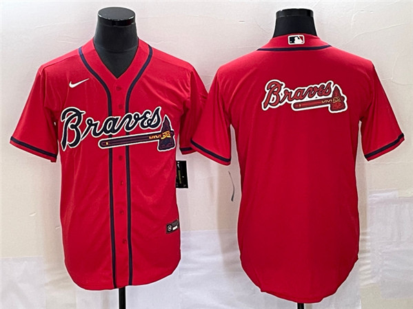 Atlanta Braves Red Team Big Logo Cool Base Stitched Jersey