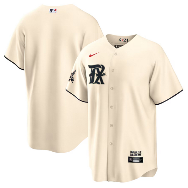 Texas Rangers Blank Cream 2023 City Connect Cool Base Stitched Jersey