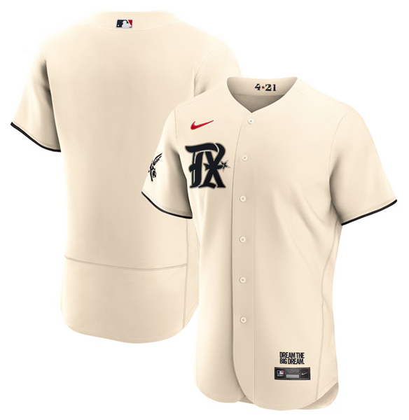 Texas Rangers Blank Cream 2023 City Connect Flex Base Stitched Jersey