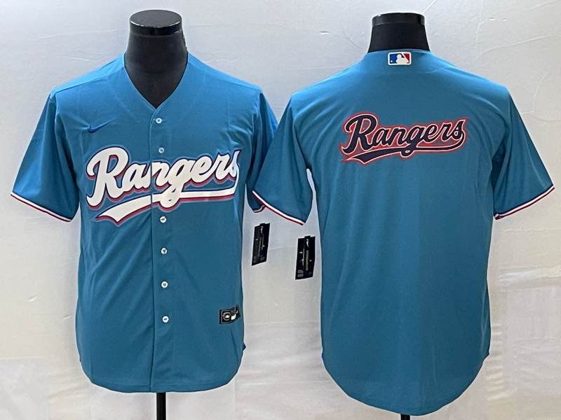 Texas Rangers Blue Team Big Logo Cool Base Stitched Jersey
