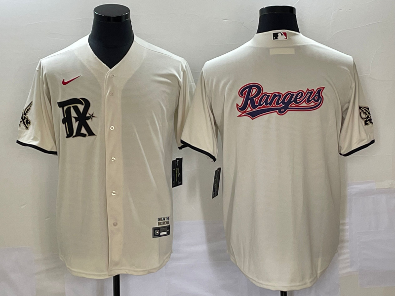 Texas Rangers Cream Team Big Logo 2023 City Connect Cool Base Stitched Jersey
