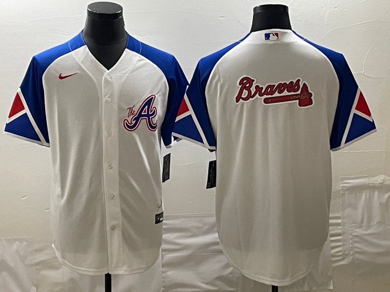 Atlanta Braves White 2023 City Connect Team Big Logo Cool Base Stitched Jersey