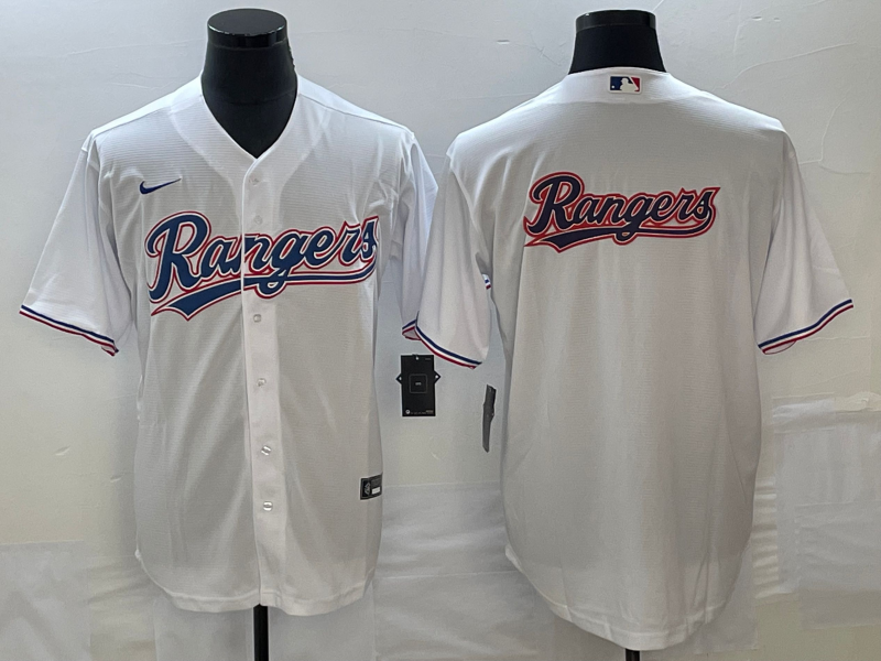 Texas Rangers White Team Big Logo Cool Base Stitched Jersey