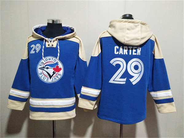 Toronto Blue Jays #29 Joe Carter Royal Ageless Must-Have Lace-Up Pullover Hoodie