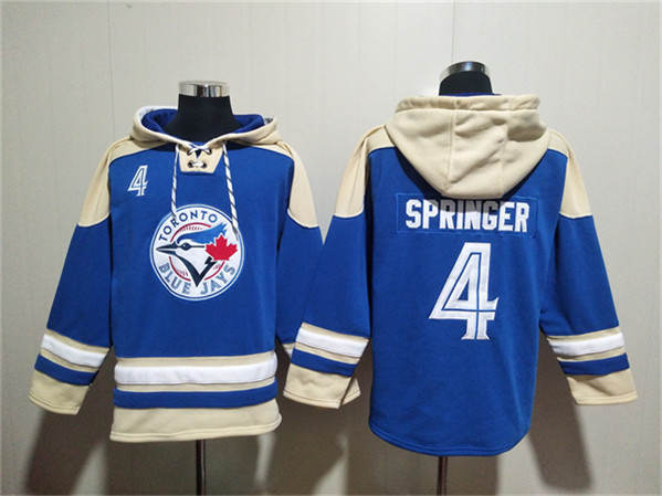 Toronto Blue Jays #4 George Springer Royal Ageless Must-Have Lace-Up Pullover Hoodie